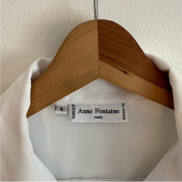 Anne Fontaine Paris White, Satin Button Down, Blouse Women’s 4, Very Oversized! - Picture 3 of 13